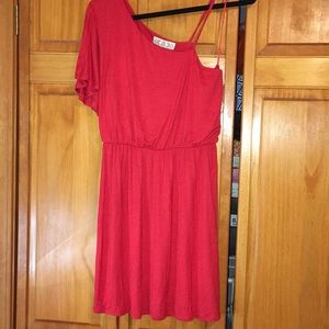 ✂️💲Red One Shoulder Jersey Dress